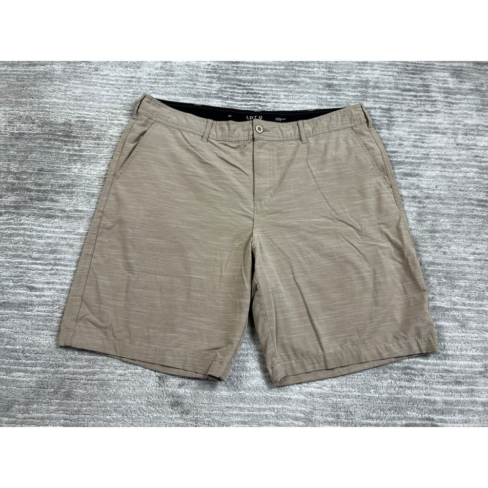 Apt 9 Shorts Mens 40 Khaki Premier Flex Flat Front Slub Stretch MA01X606RR